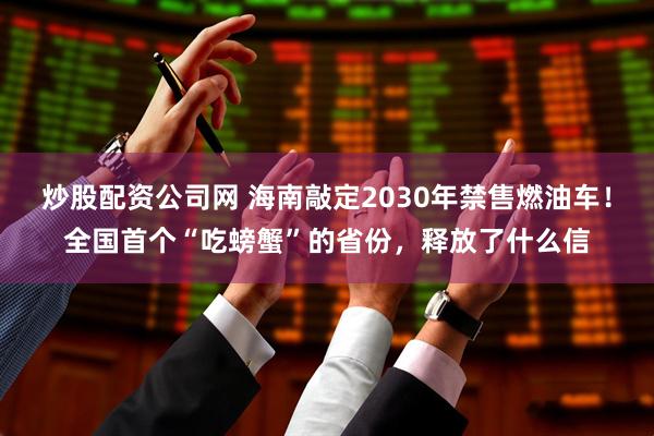 炒股配资公司网 海南敲定2030年禁售燃油车！全国首个“吃螃蟹”的省份，释放了什么信